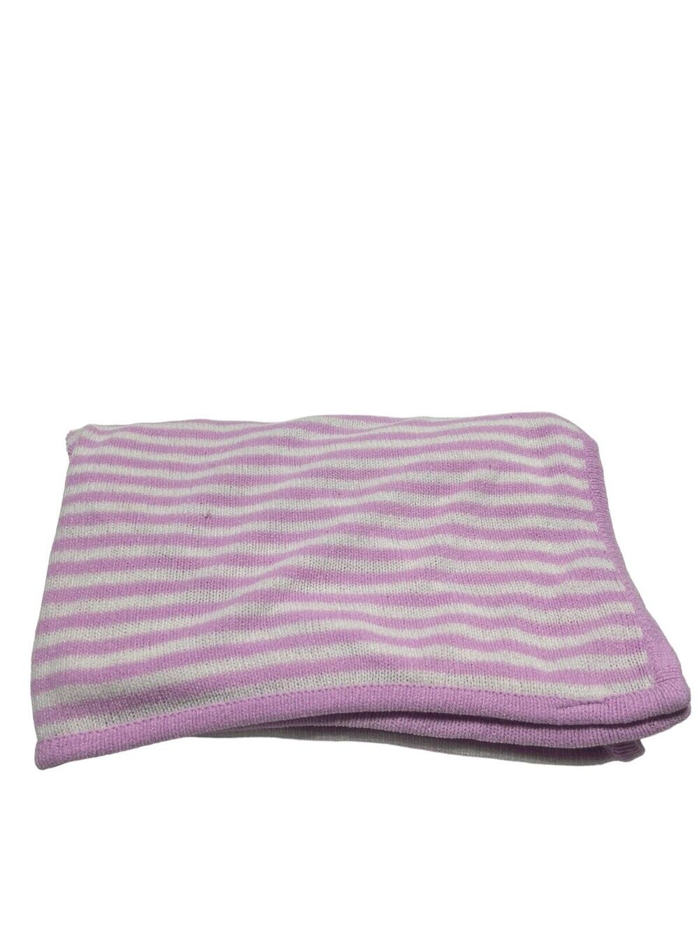 VINTAGE LULLABY CLUB Pink Stripe Chenille BABY BLANKET 34x40 Flaws